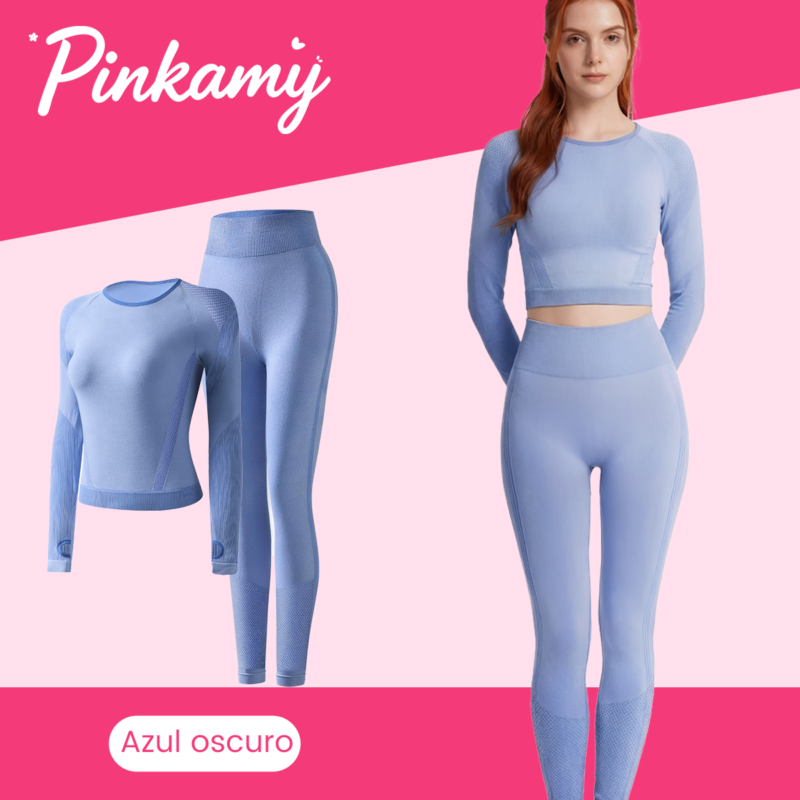 SKU-深蓝色 Conjunto deportivo PinkAmy para mujer en cuatro colores