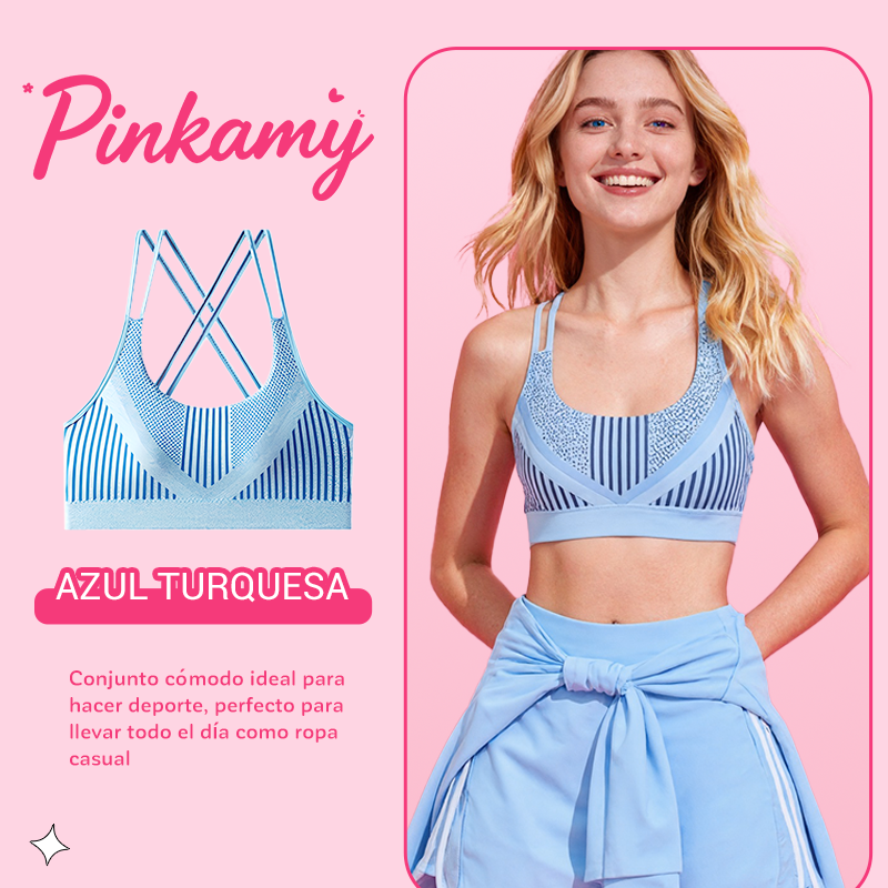 SKU图-天蓝色 Top deportivo PinkAmy sin costuras en colores pastel para mujer