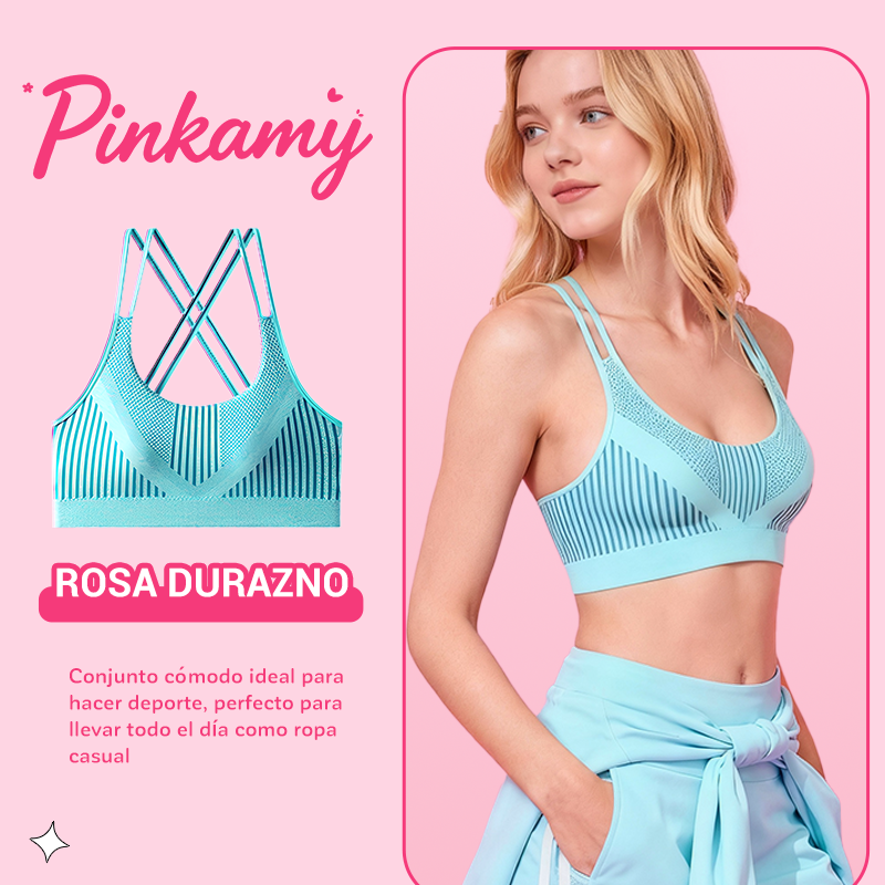 SKU图-翠蓝色 Top deportivo PinkAmy sin costuras en colores pastel para mujer