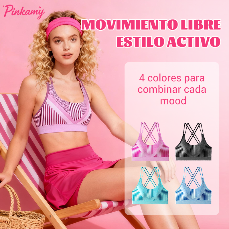 主图1-2 Top deportivo PinkAmy negro para mujer