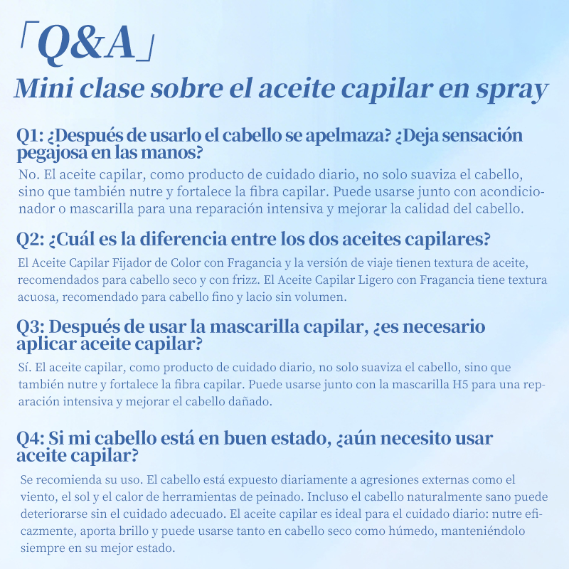 Aceite Capilar H5 en Spray – Fragancia Ligera y Reparación para el Cabello